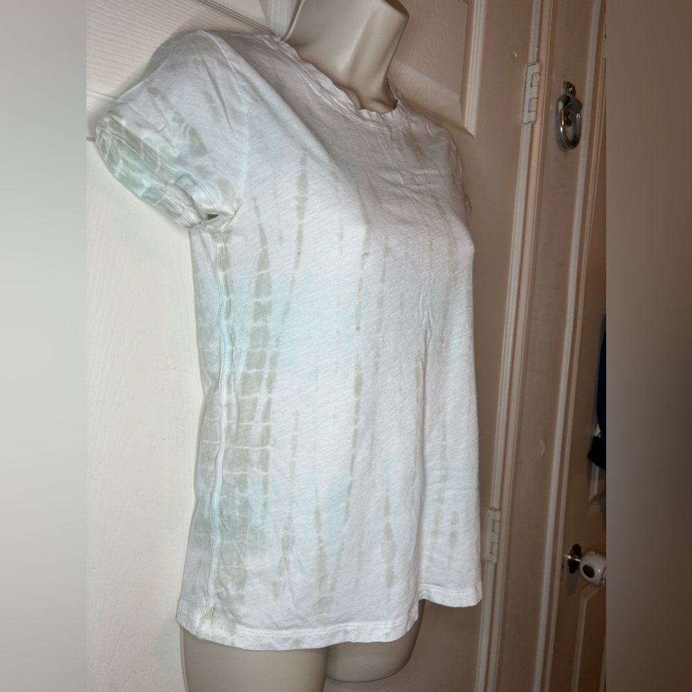 Athleta Organic Daily Printed Tee Tie Dye Spellout Crewneck Kai Gentle Blue XS